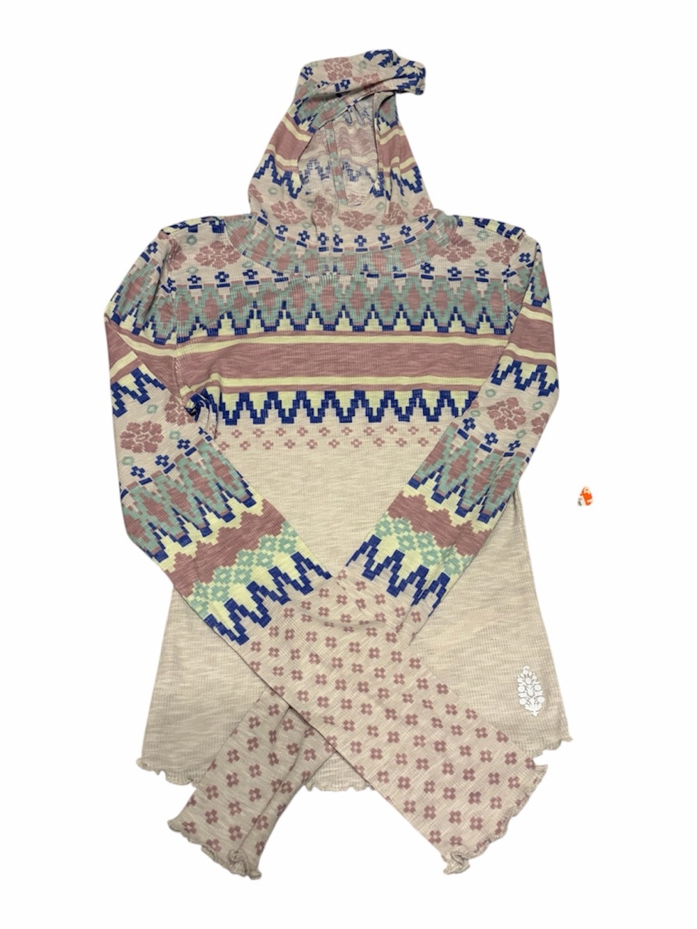 NWT Free People Movement Breathe Easy Fair Isle Hooded Layer Top Small - Picture 4 of 6